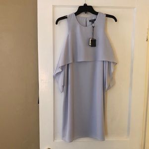 Light blue flowy dress with off shoulder sleeves